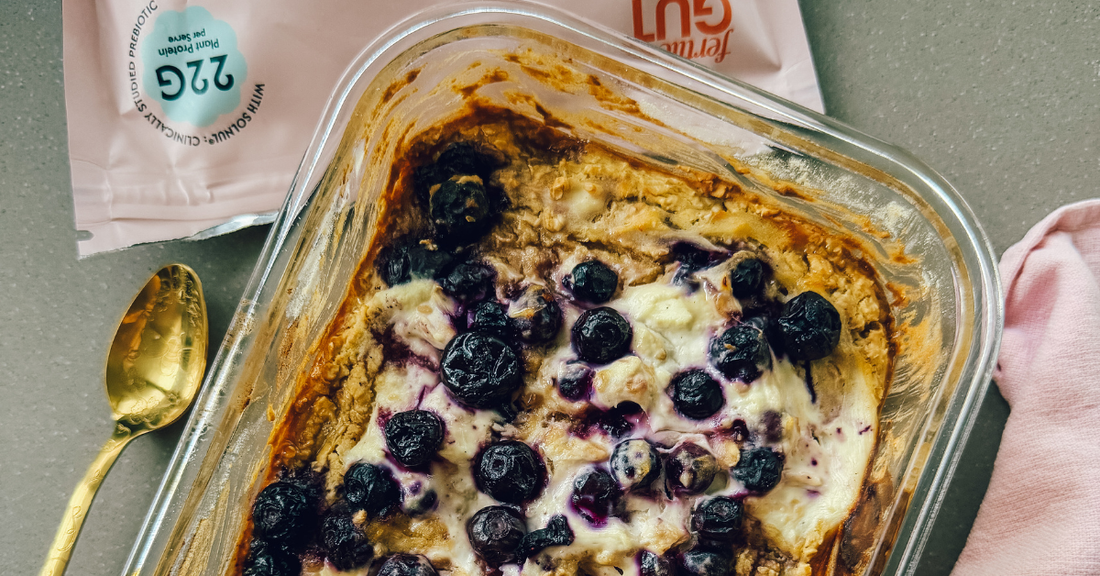 Prebiotic Protein Blueberry Baked Oats